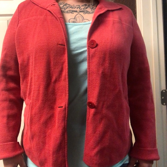 Talbots Coral Button Sweater - Picture 3 of 5